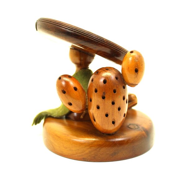 Vintage Mexican Folk Art Wood Hand Crafted Mexican w/Hat Tooth Pick Holder MCM - Picture 2 of 8